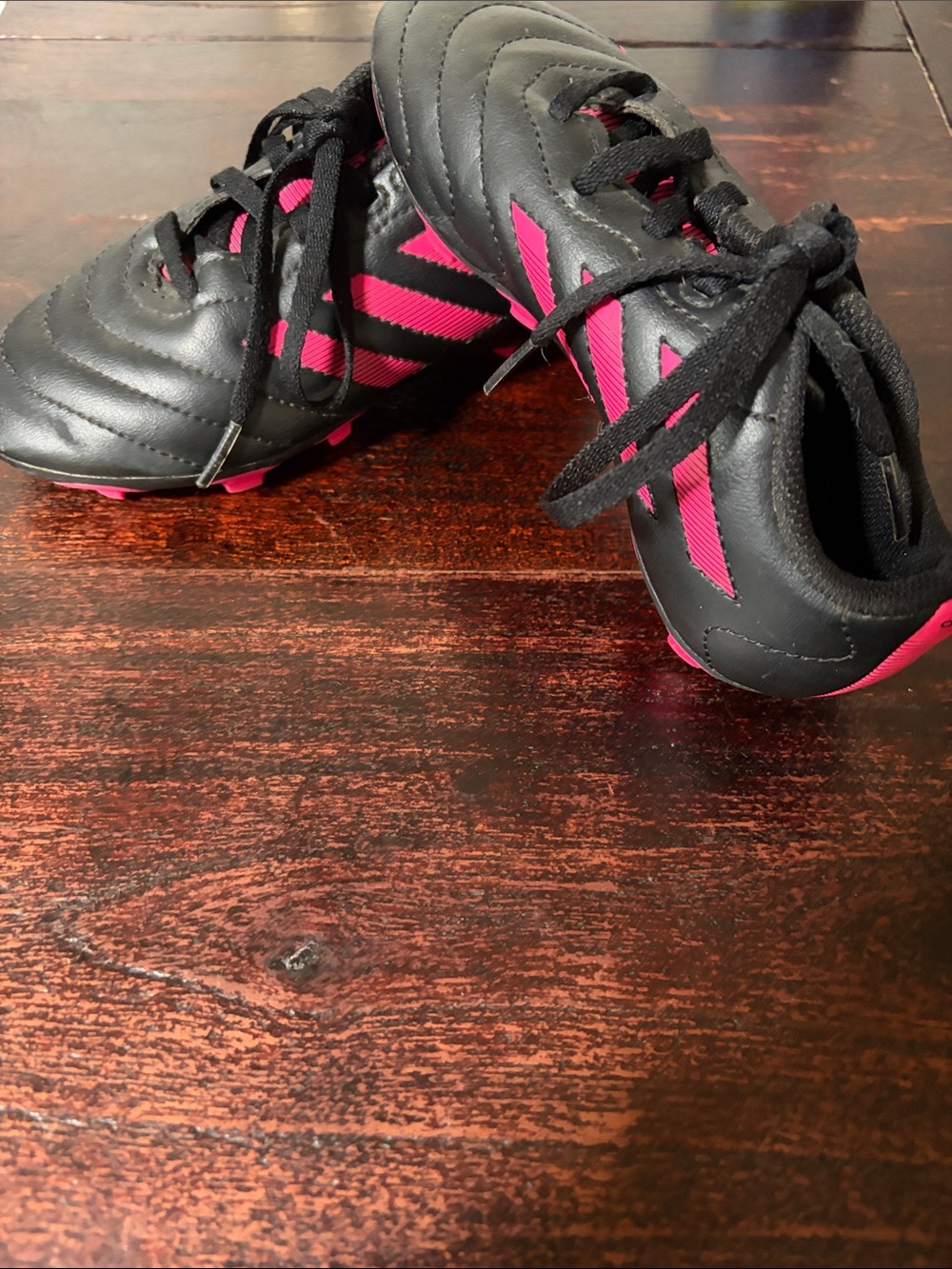 adidas Black and Pink Kids Soccer Sneakers